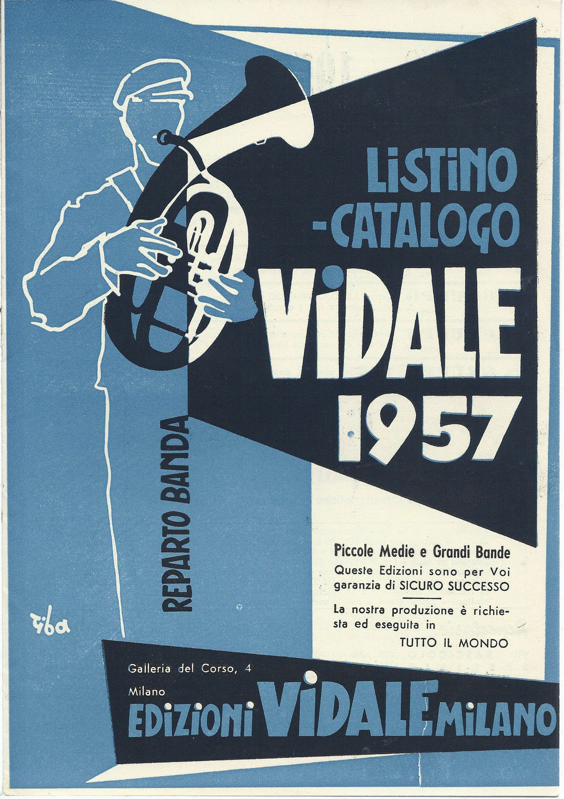 LISTINO - CATALOGO SPARTITI VIDALE 1957 - REPARTO BANDA