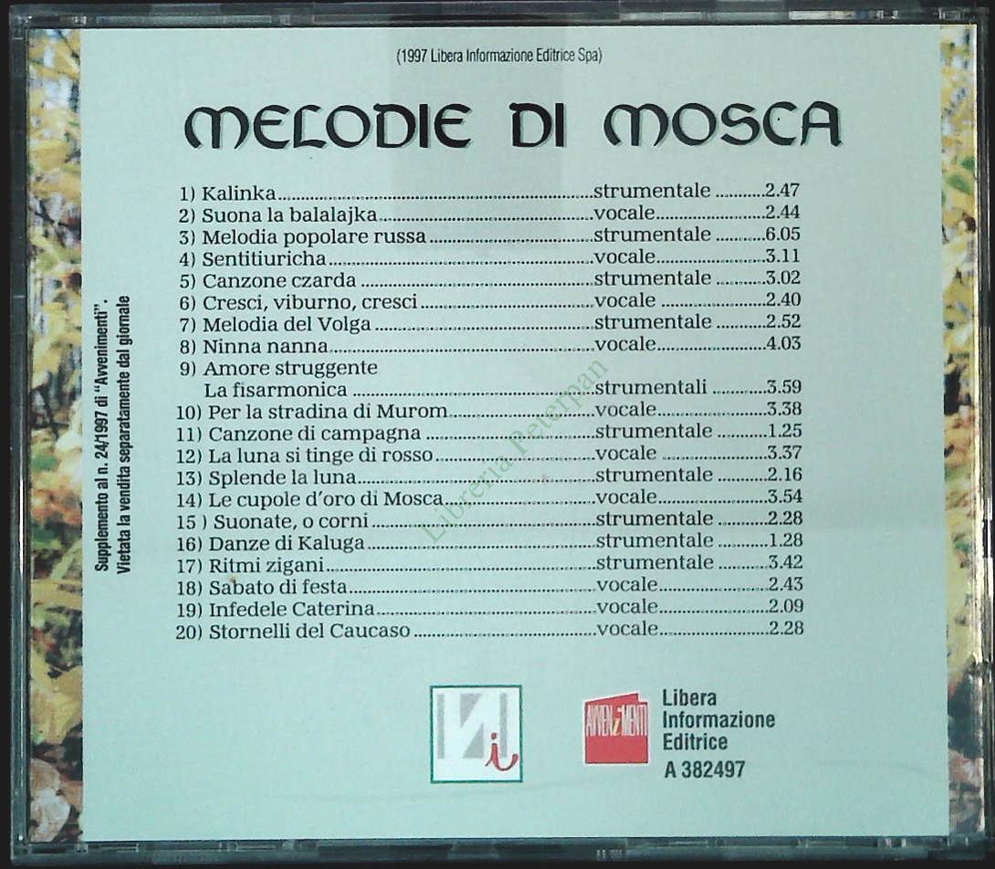 MELODIE DI MOSCA. BALLI E CANZONI POPOLARI RUSSE - CD
