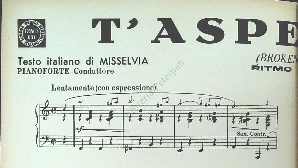 BOCCA A BOCCA CUORE A CUOR - T'APETTERO' - SPARTITO-SHEET MUSIC