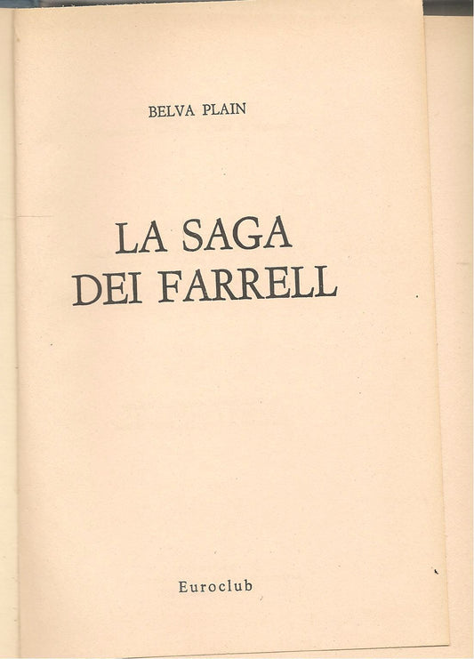 LA SAGA DEI FARRELL - BELVA PLAIN