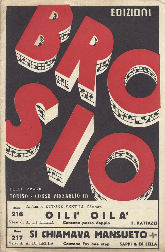 OILI' OILA' DiLella-Rattazzi - SI CHIAMAVA MANSUETO Sappi & Di Lella # SPARTITO