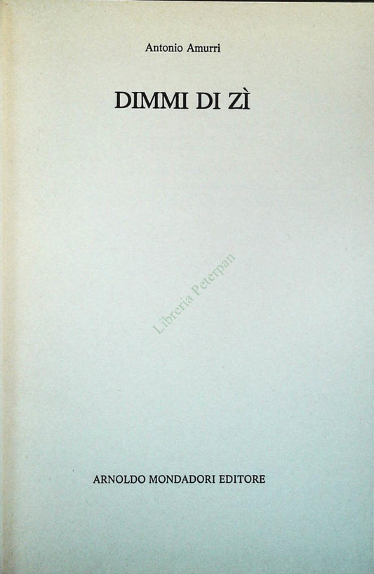 DIMMI DI ZI' - ANTONIO AMURRI - MONDADORI 1982 - OUTLET DEL LIBRO