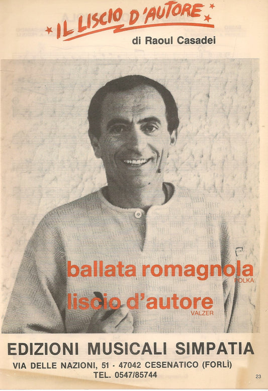 BALLATA ROMAGNOLA-LISCIO D'AUTORE - RAUL CASADEI - SPARTITO-SHEET MUSIC