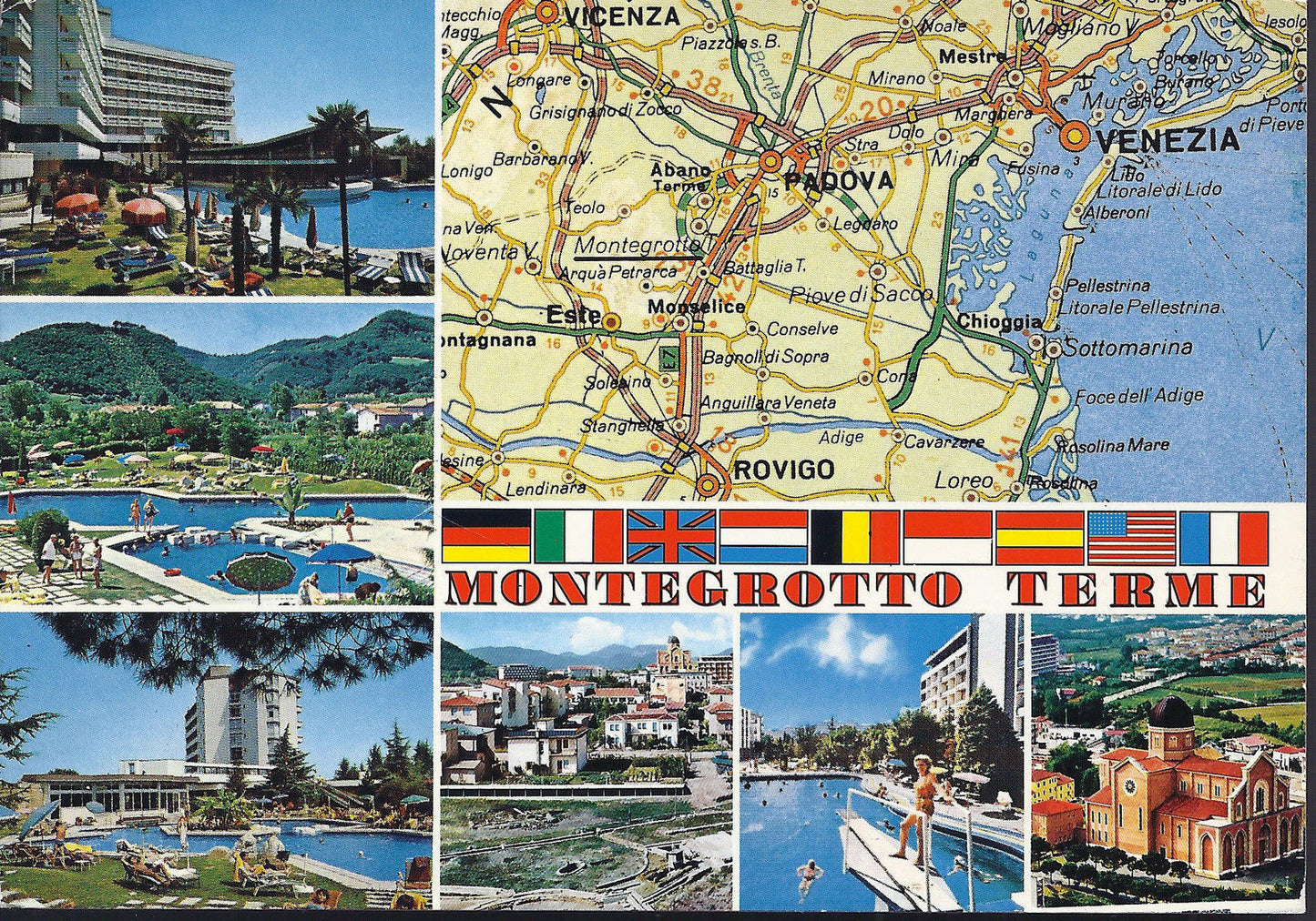 MONTEGROTTO TERME - 6 VEDUTINE + CARTA TCI - V 1996 - FG