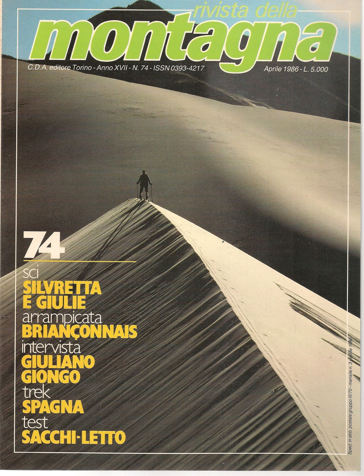 RIVISTA DELLA MONTAGNA N. 74 - APRILE 1986