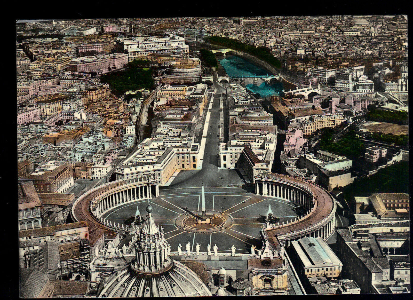 ROMA - PIAZZA SAN PIETRO DALL'AEREO - V1958 - ACQUERELL