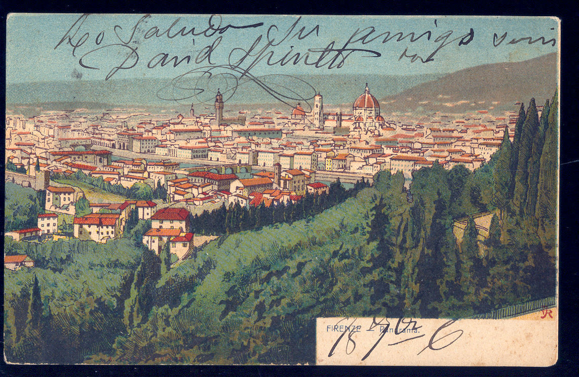 FIRENZE - PANORAMA - DISEGNATA - DORSO UNITI - V1906