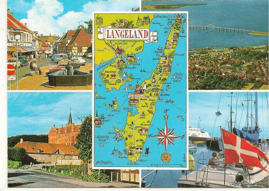 LANGELAND - DENMARK - QUATTRO VEDUTE CON CARTINA - V1992