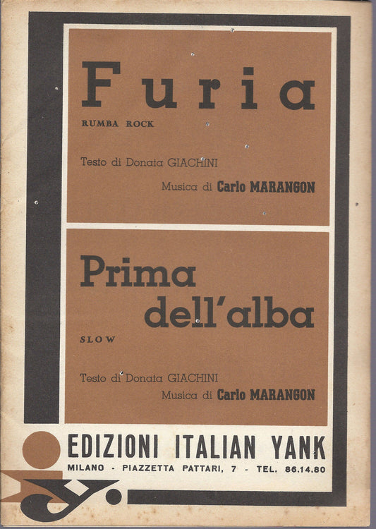 FURIA -- PRIMA DELL'ALBA  Donata Giachini - Carlo Marangon # SPARTITO
