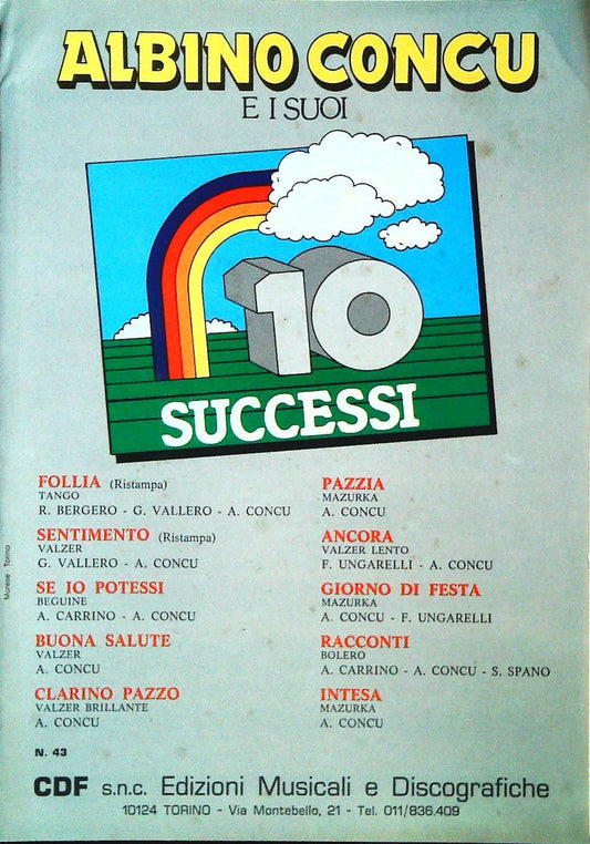 ALBINO CONCU - 10 SUCCESSI - SPARTITO-SHEET-MUSIC