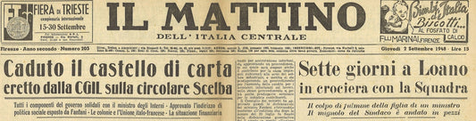 IL MATTINO DELL'ITALIA CENTRALE - 2 SETTEMBRE 1948 - CGIL-SCELBA-BLOCCO BERLINO