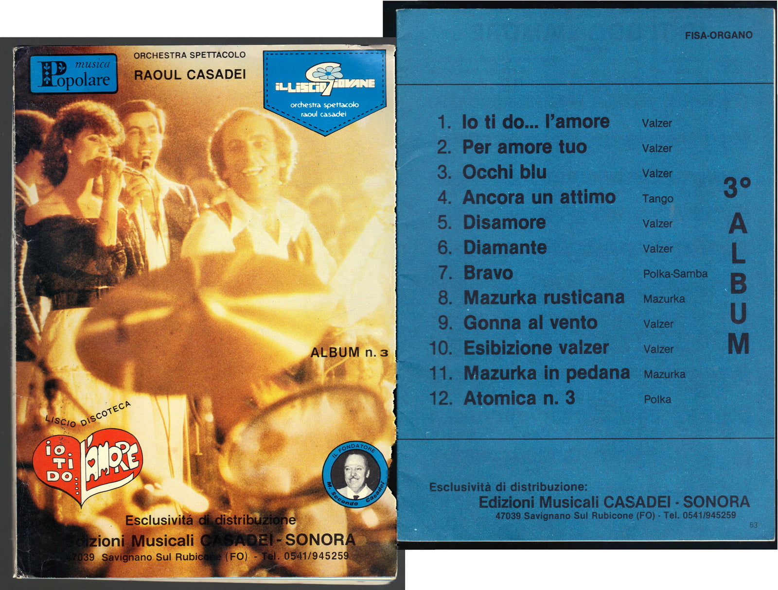 IO TI DO... L'AMORE - ALBUM n. 3 - 12 Brani  - Orch. R. CASADEI - SPARTITO