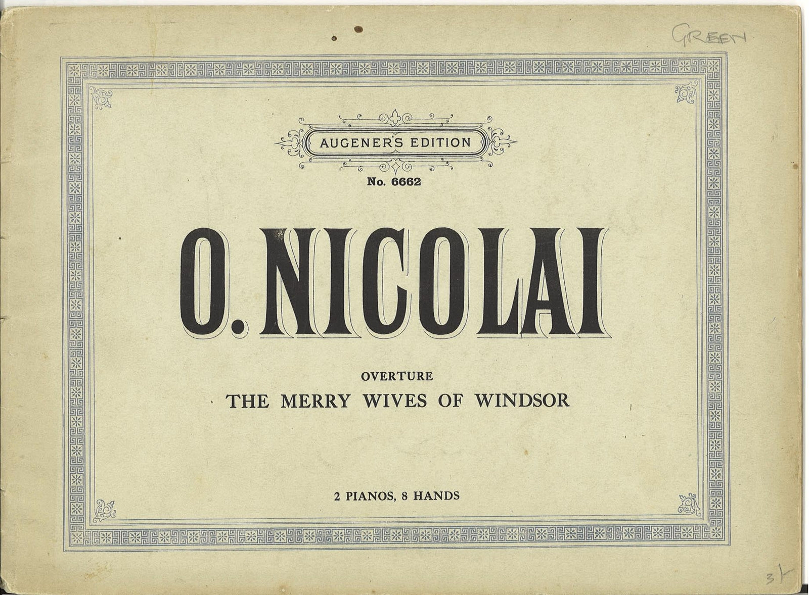 THE MERRY WIVES OF WINDSOR. OVERTURES-O. NICOLAI - SHEET MUSIC 2 PIANOS 8 HANDS