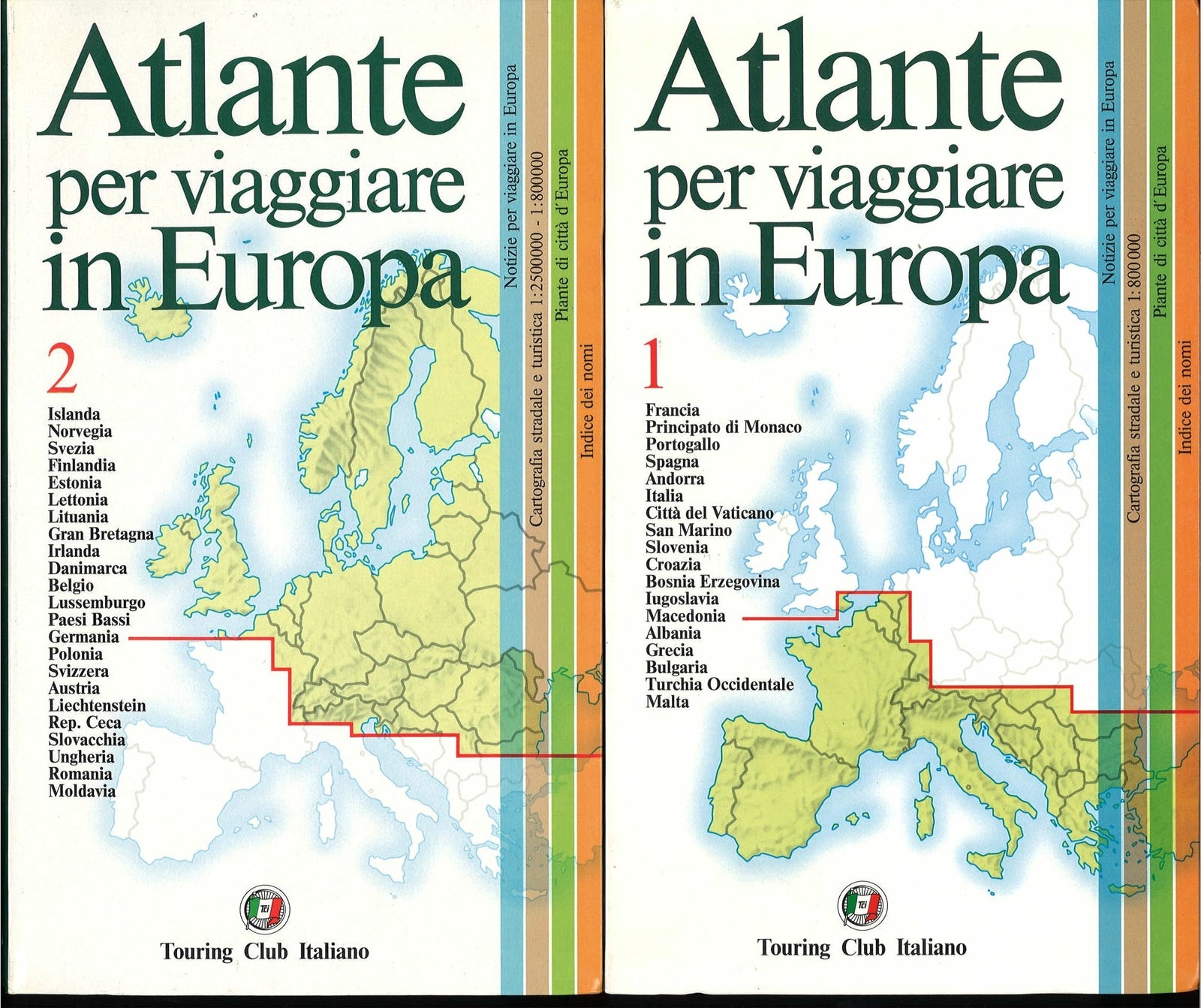 ATLANTE PER VIAGGIARE IN EUROPA. TOURING CLUB ITALIANO - DUE VOLUMI