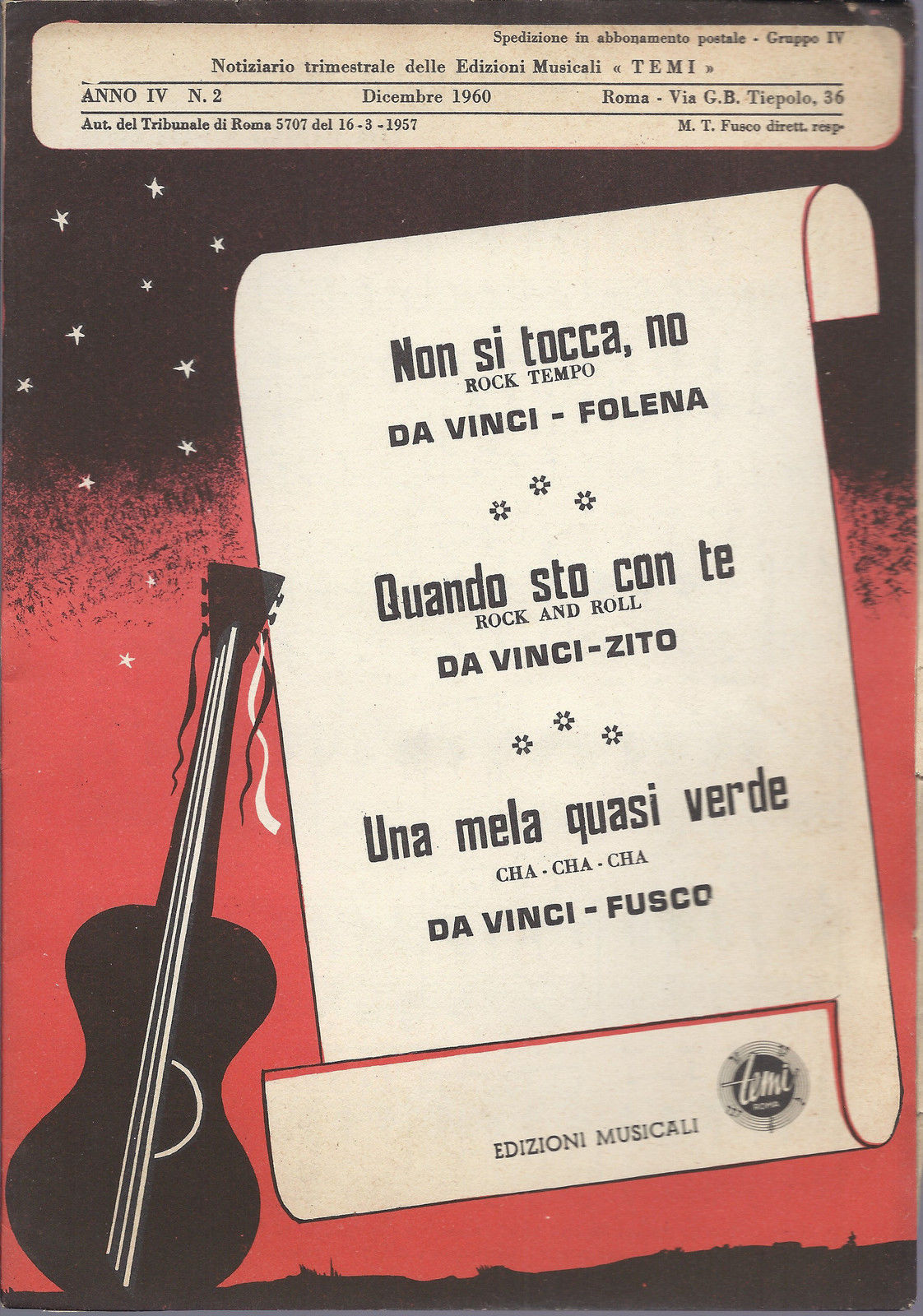 NON SI TOCCA, NO - QUANDO STO CON TE - UNA MELA QUASI VERDE  Da Vinci # SPARTITO