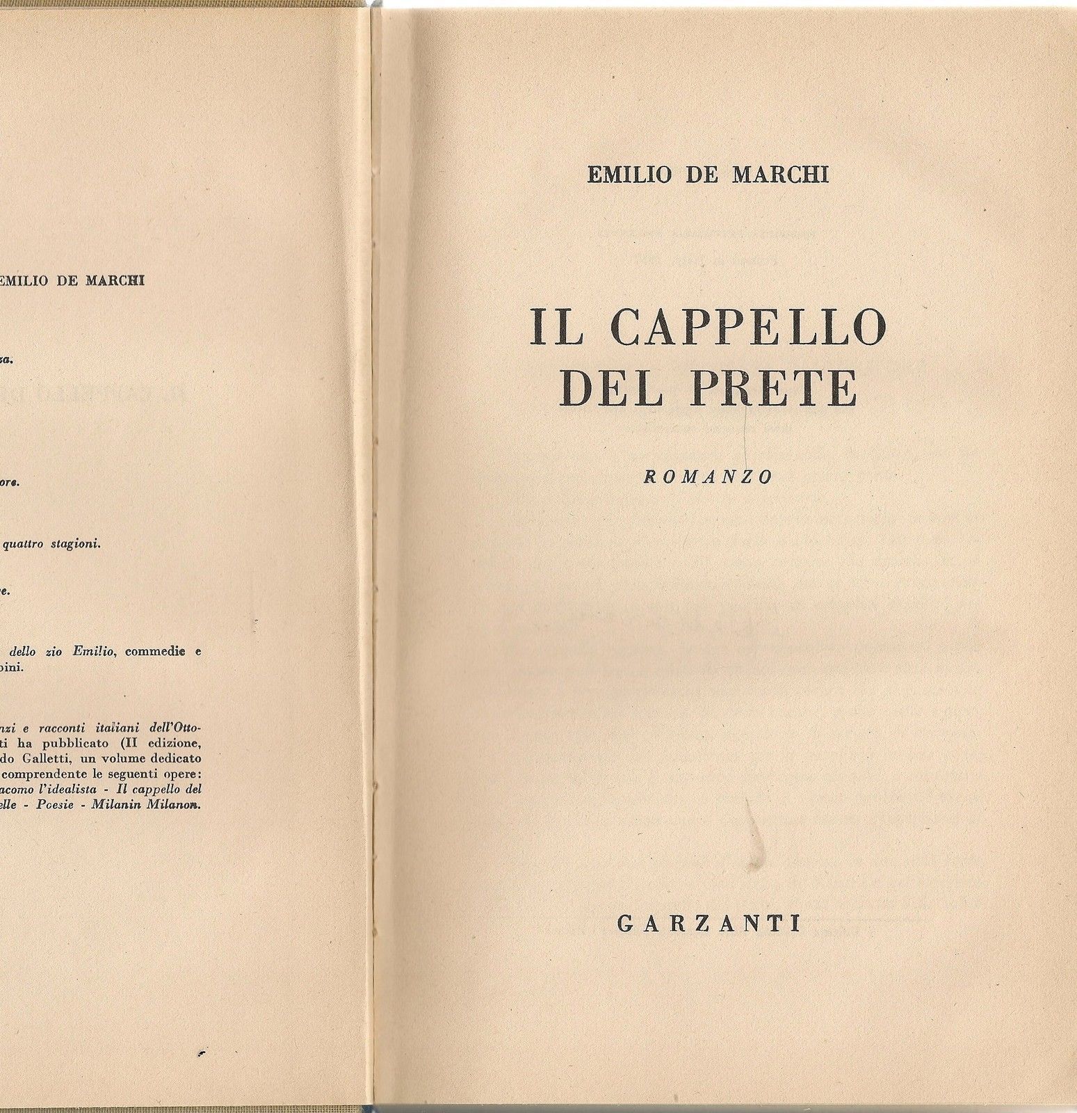 IL CAPPELLO DEL PRETE - EMILIO DE MARCHI