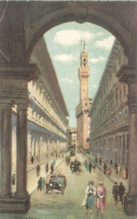 FIRENZE - GLI UFFIZI E LA GALLERIA - DISEGNATA - NV
