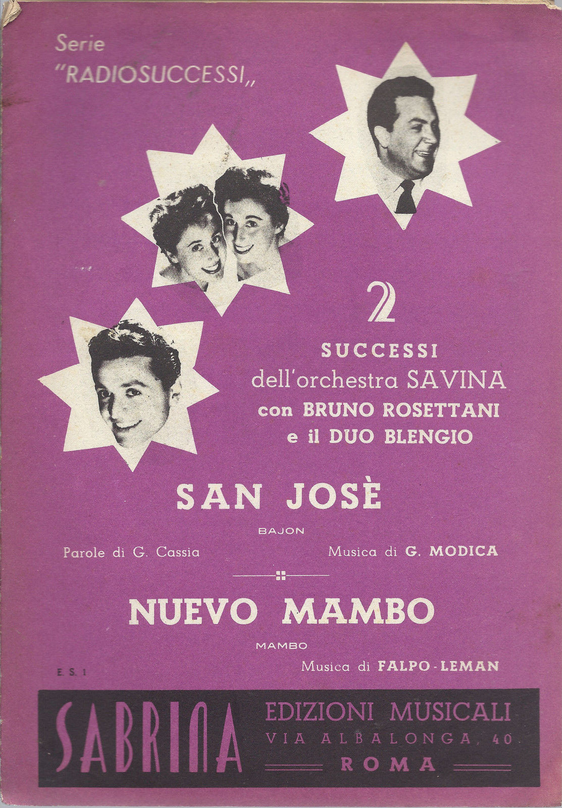 SAN JOSE'  G. Cassia - G. Modica  - NUEVO MAMBO  Falpo, Leman  -- SPARTITO