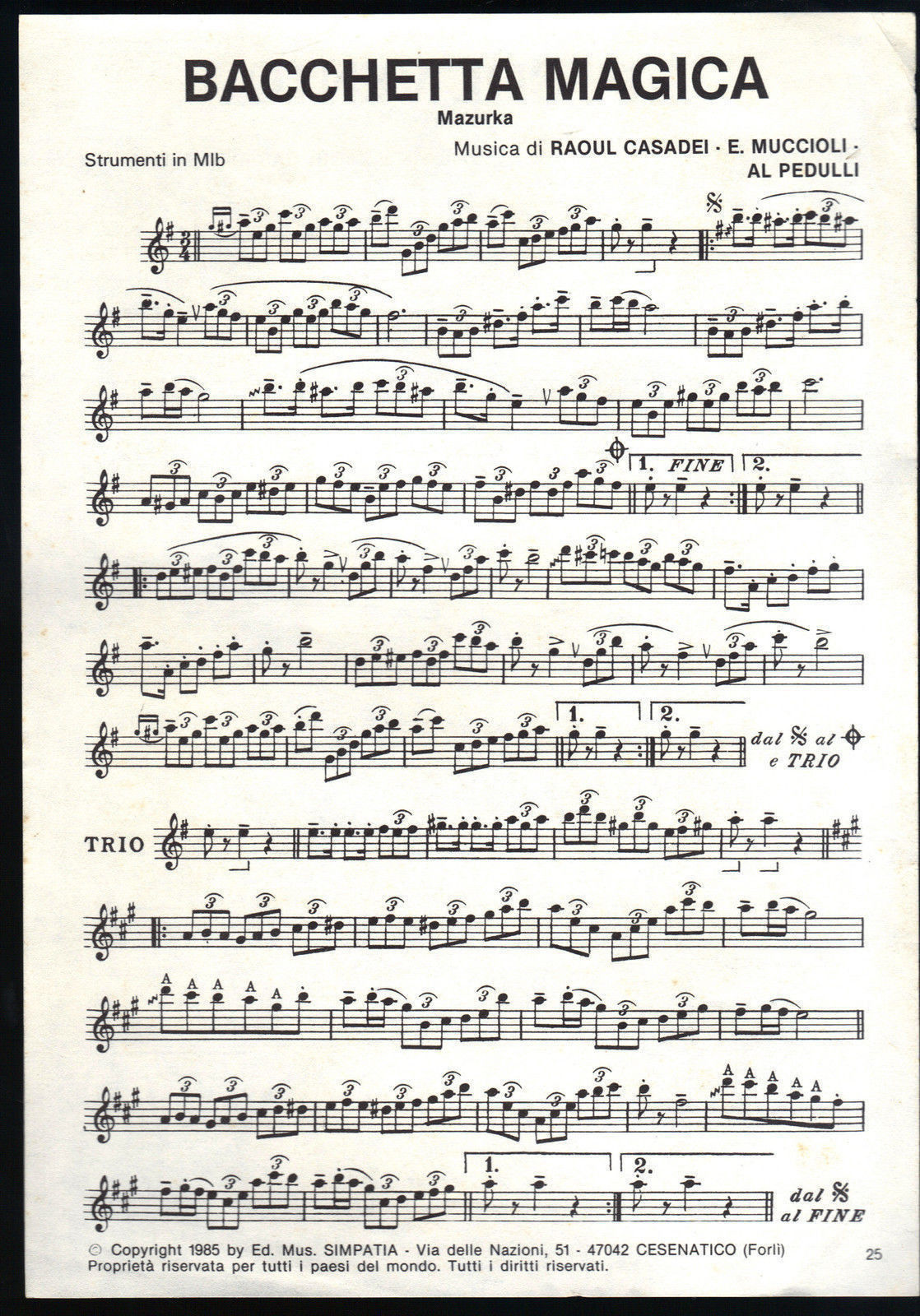 R. CASADEI - SPARTITO # BACCHETTA MAGICA Str. in MIb - VIA COL VENTO Str. in SIb