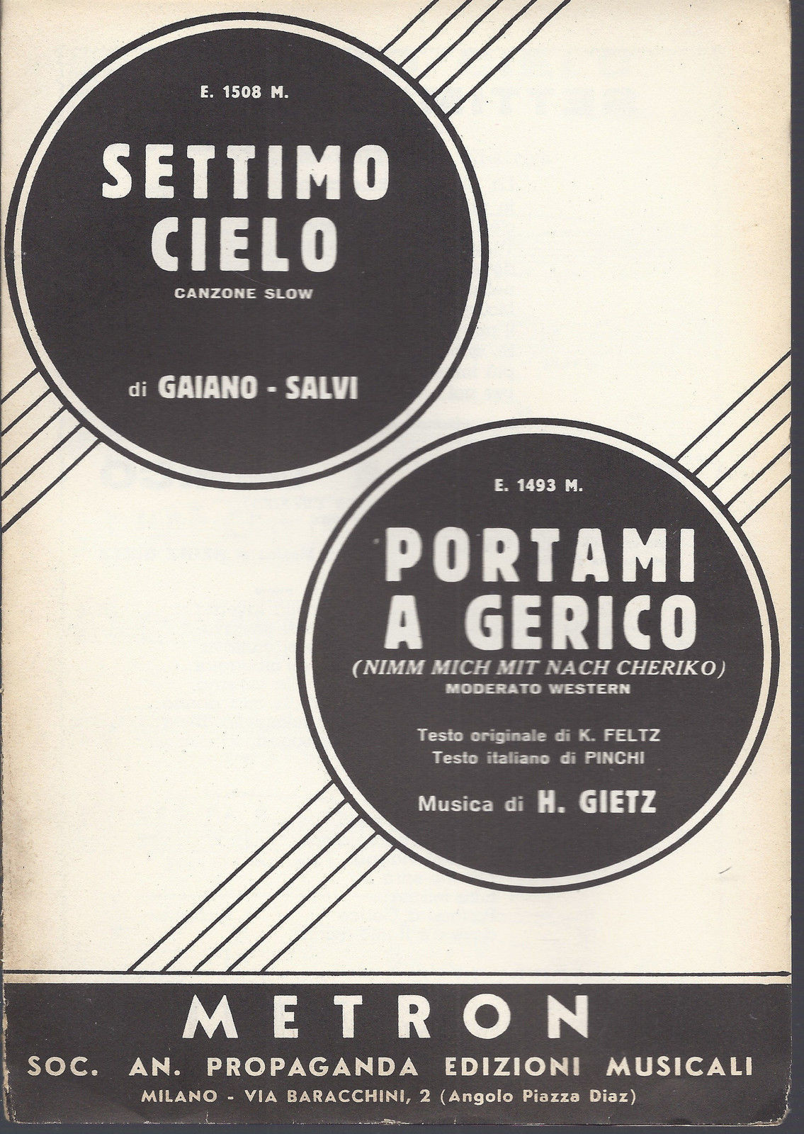 SETTIMO CIELO - PORTAMI A GERICO  Nimm mich mit nach Cheriko - Gietz # SPARTITO