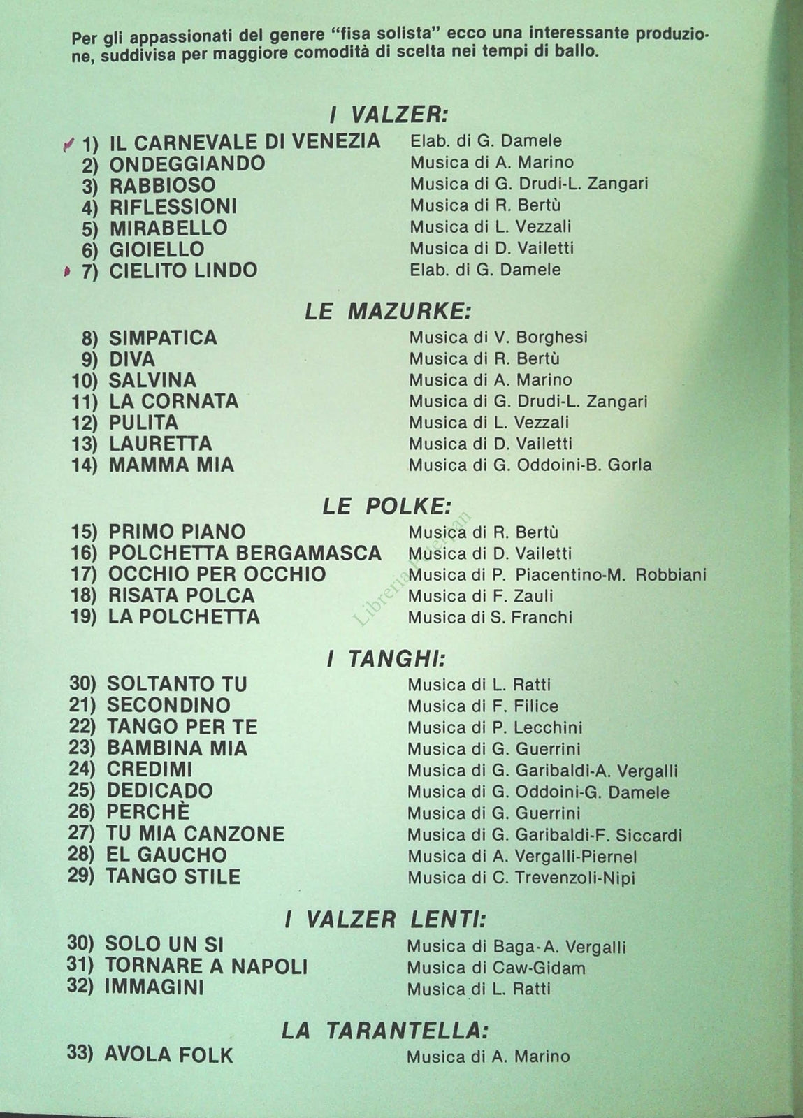 MUSICA DA COLLEZIONE - LA FISA- 32 BRANI - SPARTITO- SHEET MUSIC