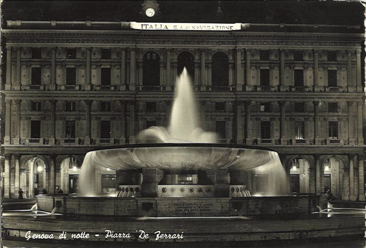 GENEOVA - PIAZZA DE FERRARI - NOTTURNO - V1956