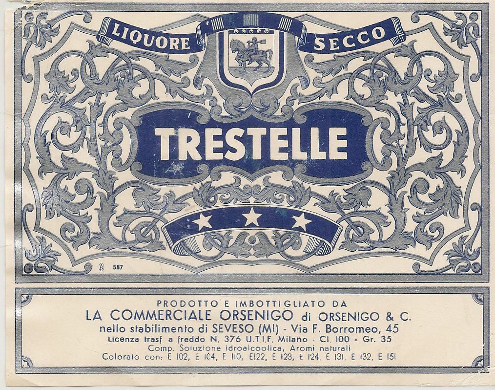 TRE STELLE - LA COMMERCIALE ORSENIGO - ETICHETTA LIQUORE