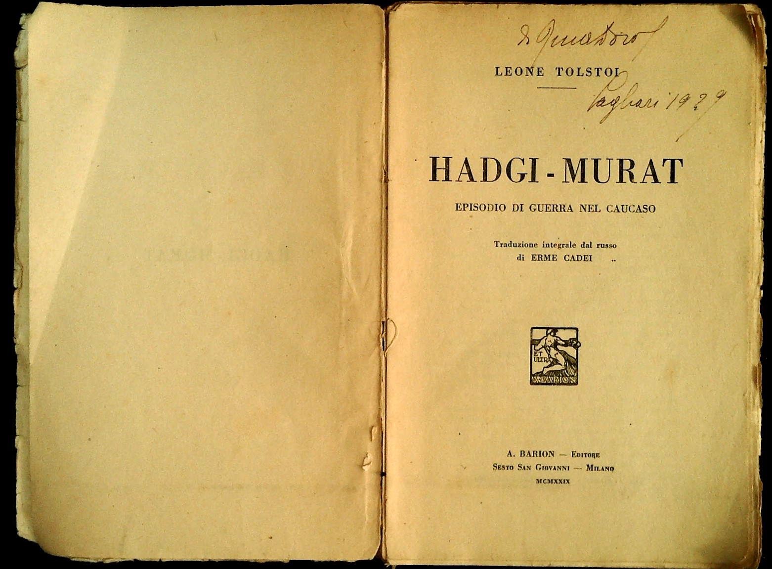 HADGI-MURAT - LEONE TOLSTOJ - BARION 1929