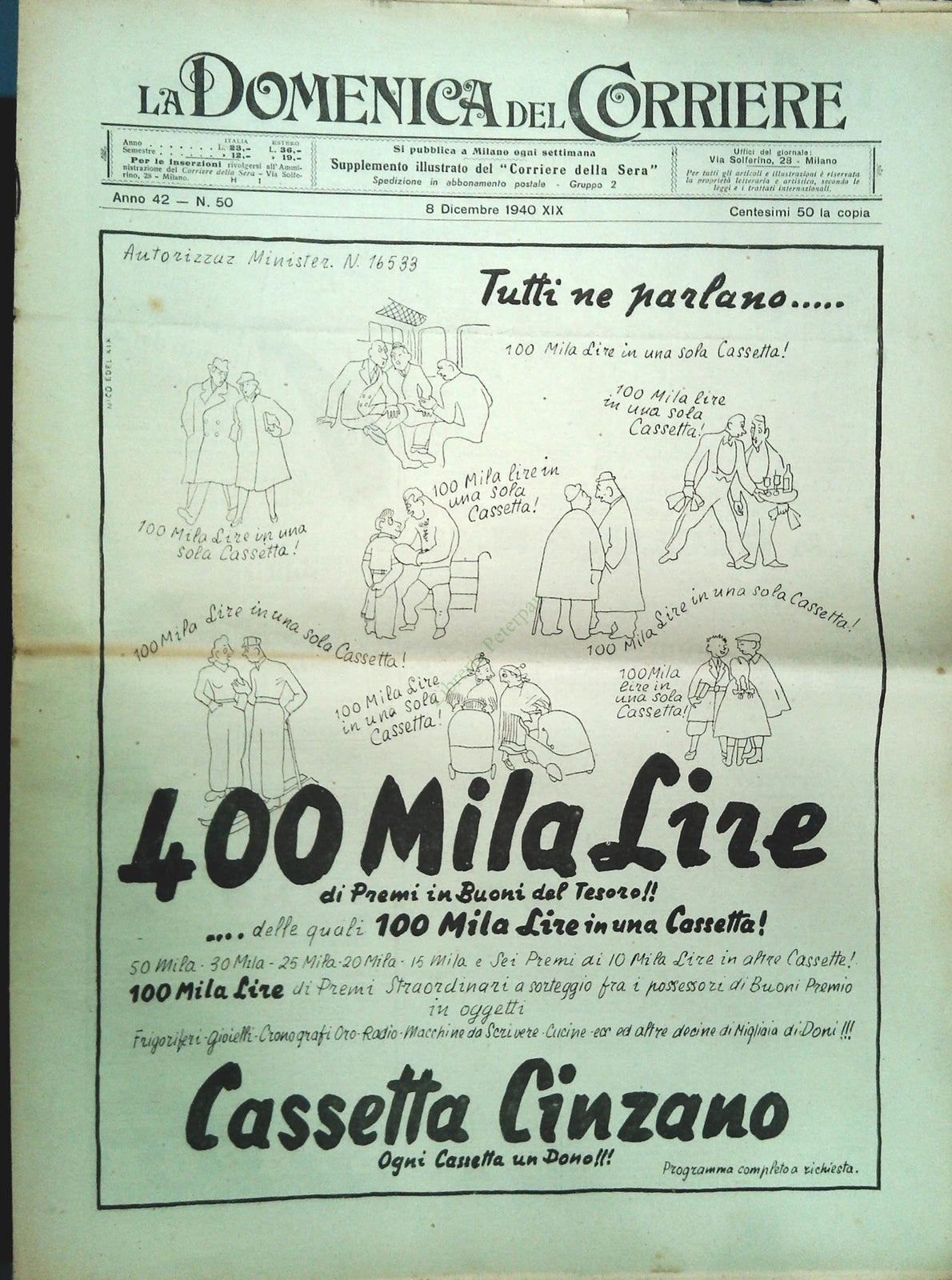 DOMENICA DEL CORRIERE 8 DICEMBRE 1940 - ILL. A. BELTRAME