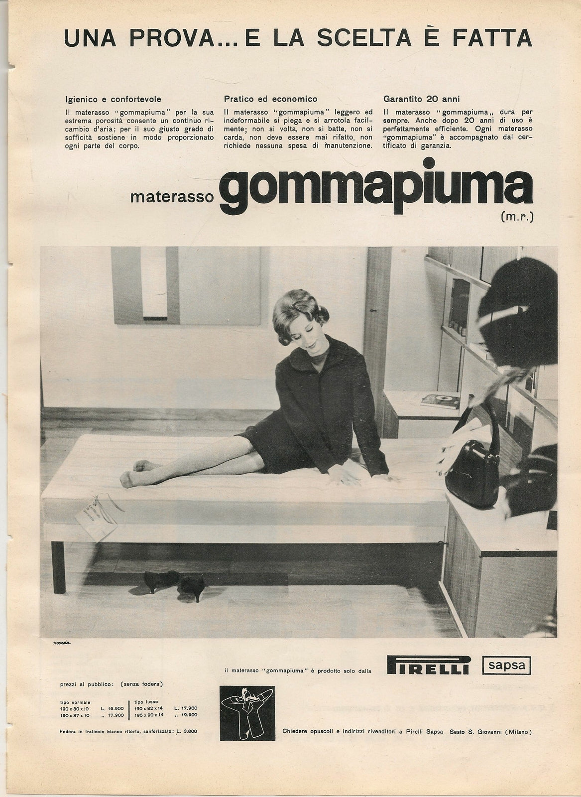 MATERASSO GOMMAPIUMA PIRELLI - ADVERTISING