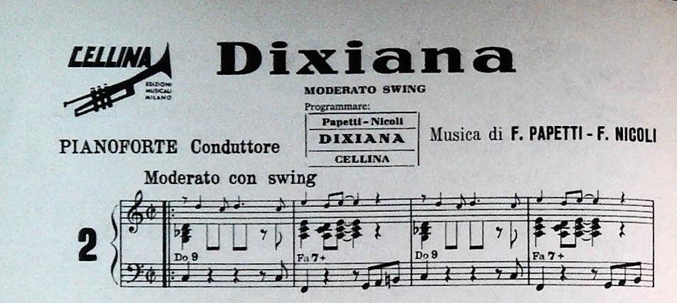 SCALA BLUES - DIXIANA - SUNRISE - CERCE L'AZZURRO - SPARTITO-SHEET MUSIC
