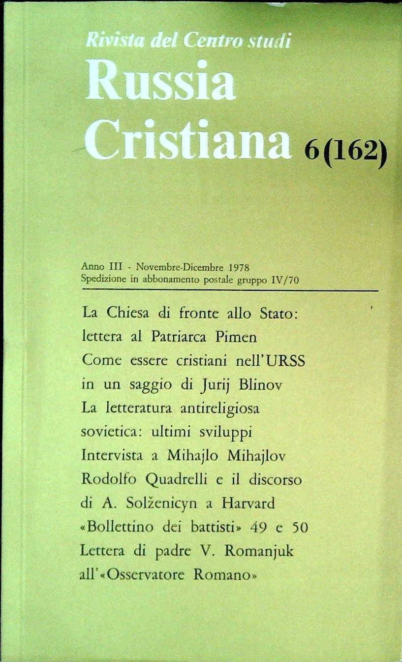 RUSSIA CRISTIANA N. 162 - NOVEMBRE-DICEMBRE 1978