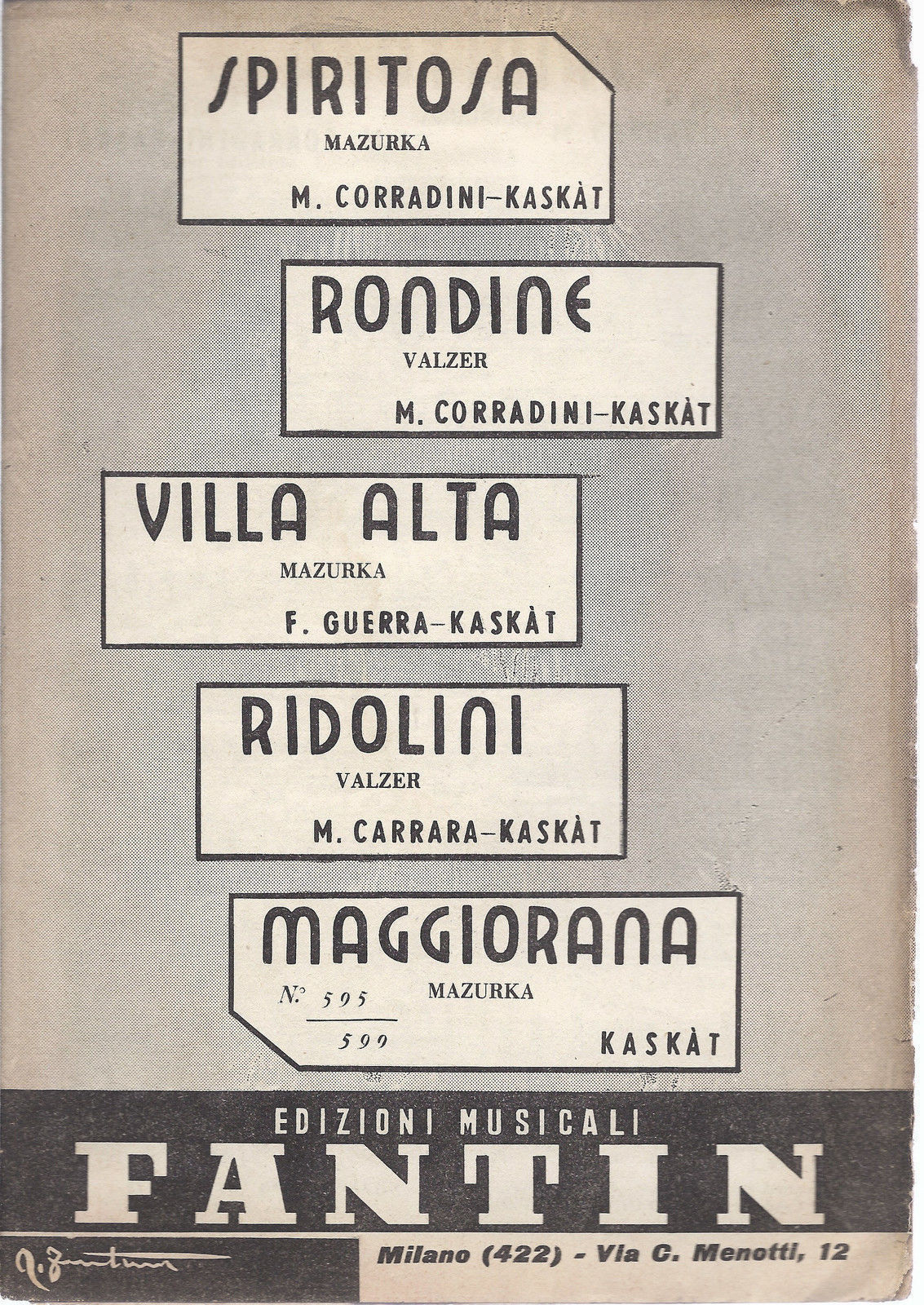 SPIRITOSA - RONDINE - VILLA ALTA - RIDOLINI - MAGGIORANA  Kaskat # SPARTITO