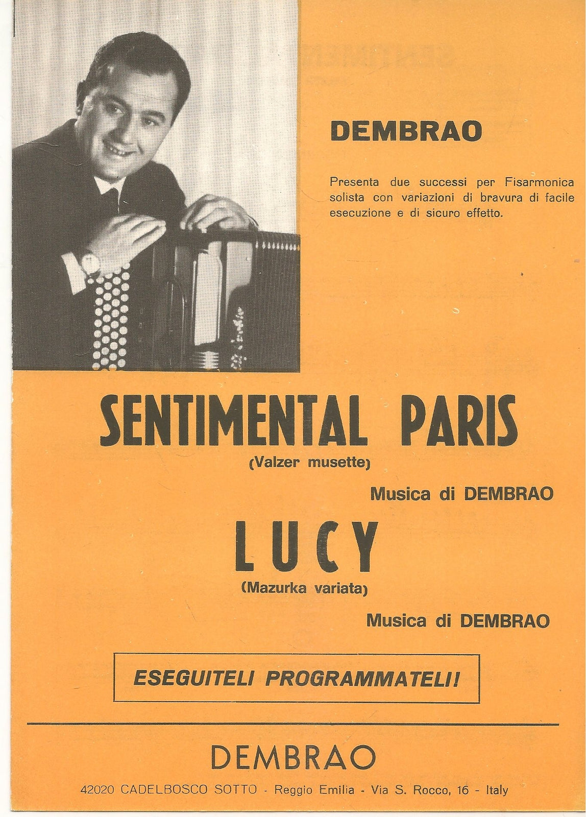 SENTIMENTAL PARIS. valzer musette - LUCY. mazurka variata - SPARTITO-SHEET MUSIC