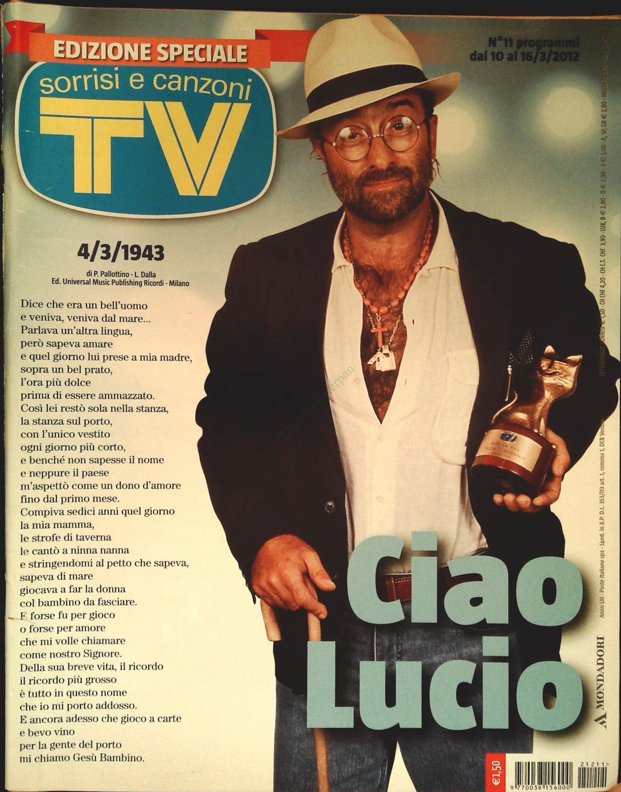 SORRISI E CANZONI 10 MARZO 2012 - CIAO LUCIO