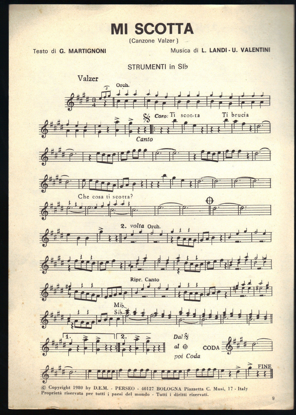 MI SCOTTA - SANGUE SPAGNOLO # SPARTITO - Strumenti in SIb