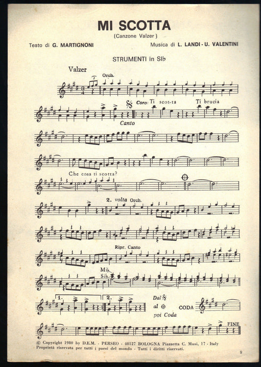 MI SCOTTA - SANGUE SPAGNOLO # SPARTITO - Strumenti in SIb