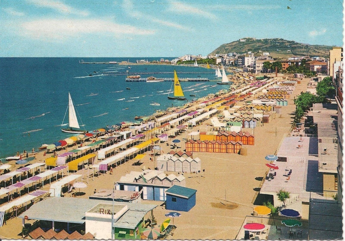 CATTOLICA - PANORAMA DELLA SPIAGGIA - ACQUARELLATA - V1963