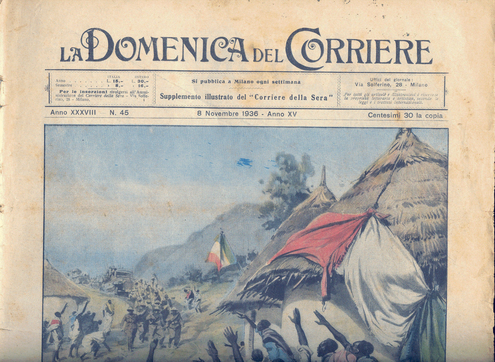LA DOMENICA DEL CORRIERE N 45 - 8 NOVEMBRE 1936