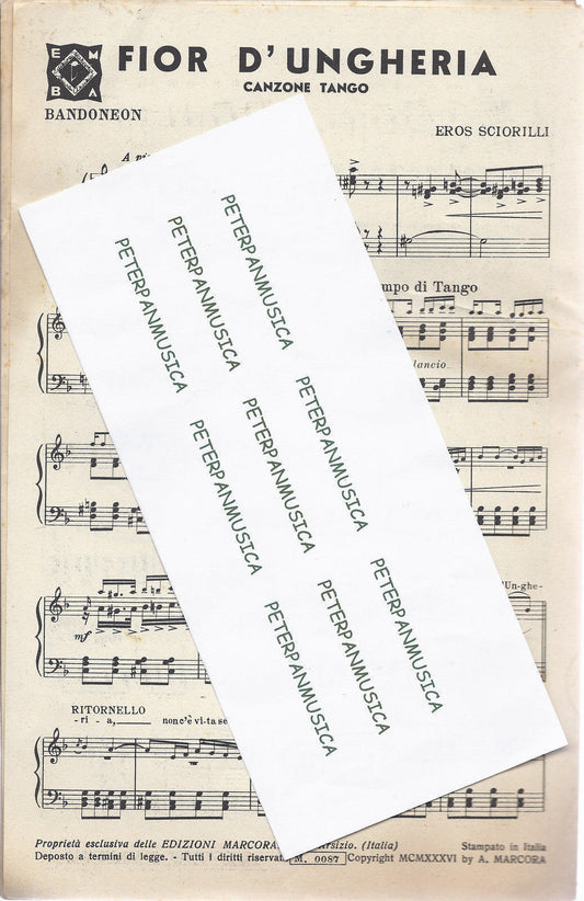 FIOR D'UNGHERIA - TANGO DI MEZZOGIORNO  Eros Sciorilli # SPARTITO