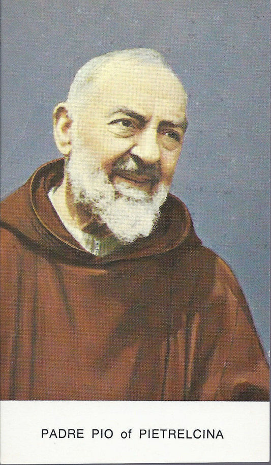 PADRE PIO of PIETRALCINA - SANTINO - HOLY CARD (english text