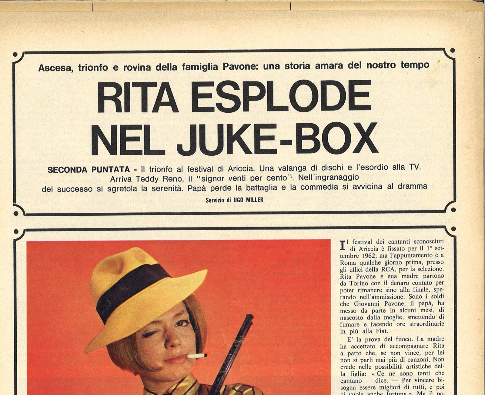 RITA PAVONE ESPLODE NEL JUKE-BOXB - CLIPPING-RITAGLI DI GIORNALE