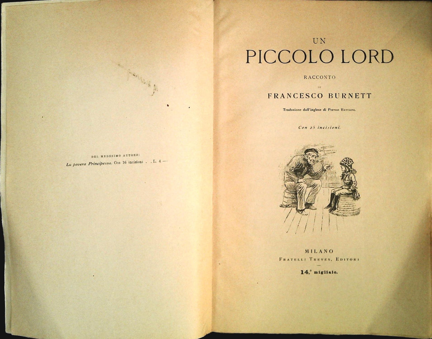 UN PICCOLO LORD - FRANCESCO BURNETT - FRATELLI TREVES 1922