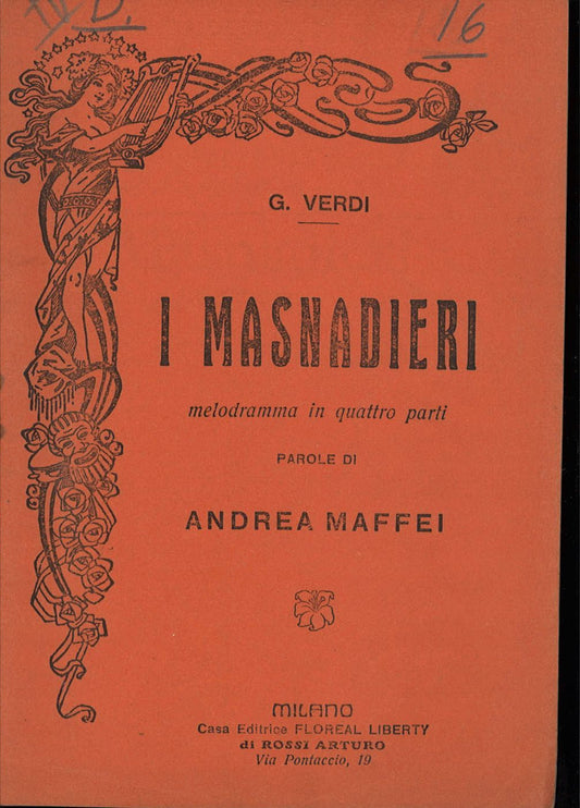I MASNADIERI - G. VERDI-ANDREA MAFFEI   LIBRETTO D'OPERA