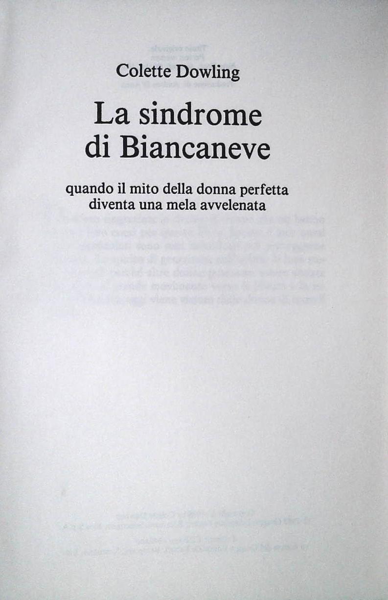 LA SINDROME DI BIANCANEVE - COLETTE DOWLING - CDE 1989 - OUTLET DEL LIBRO