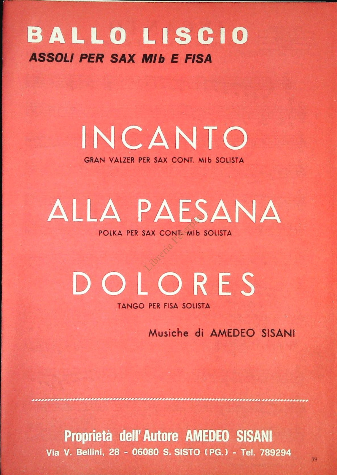 TRE BRANI VALLO LISCIO ASSOLI PER SAX MIB E FISA - SPARTITO-SHEETMUSIC