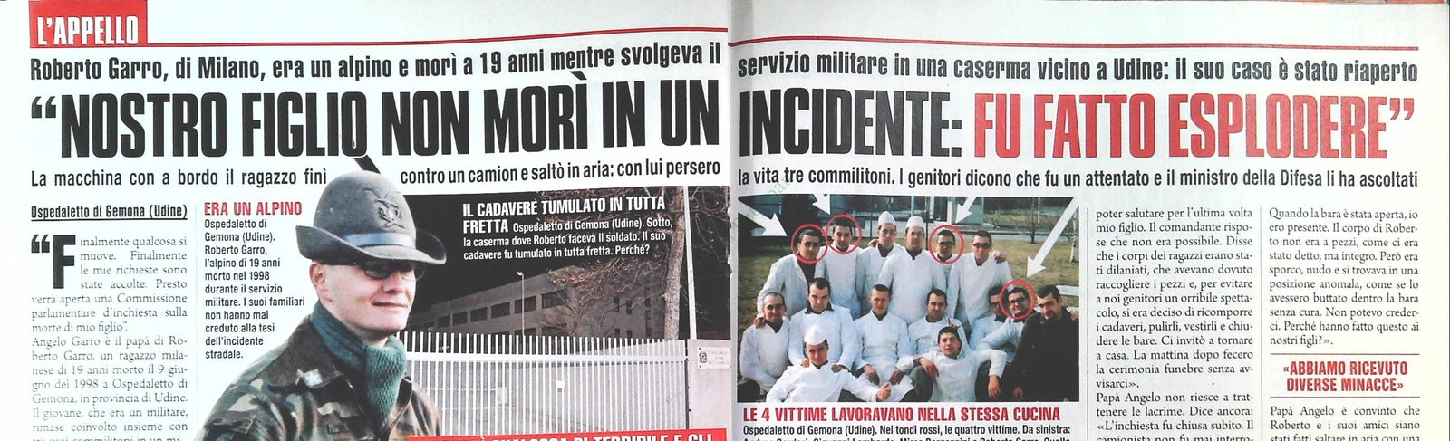 CASO ROBERTO GARRO - CLIPPING-RITAGLIO DI GIORNALE