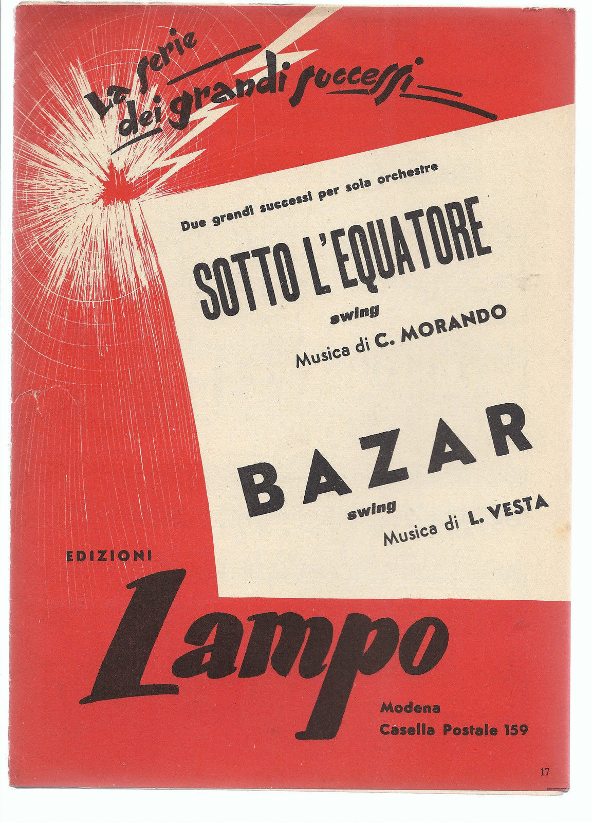 SOTTO L'EQUATORE (C. Morando) - BAZAR (L. Vesta) # SPARTITO