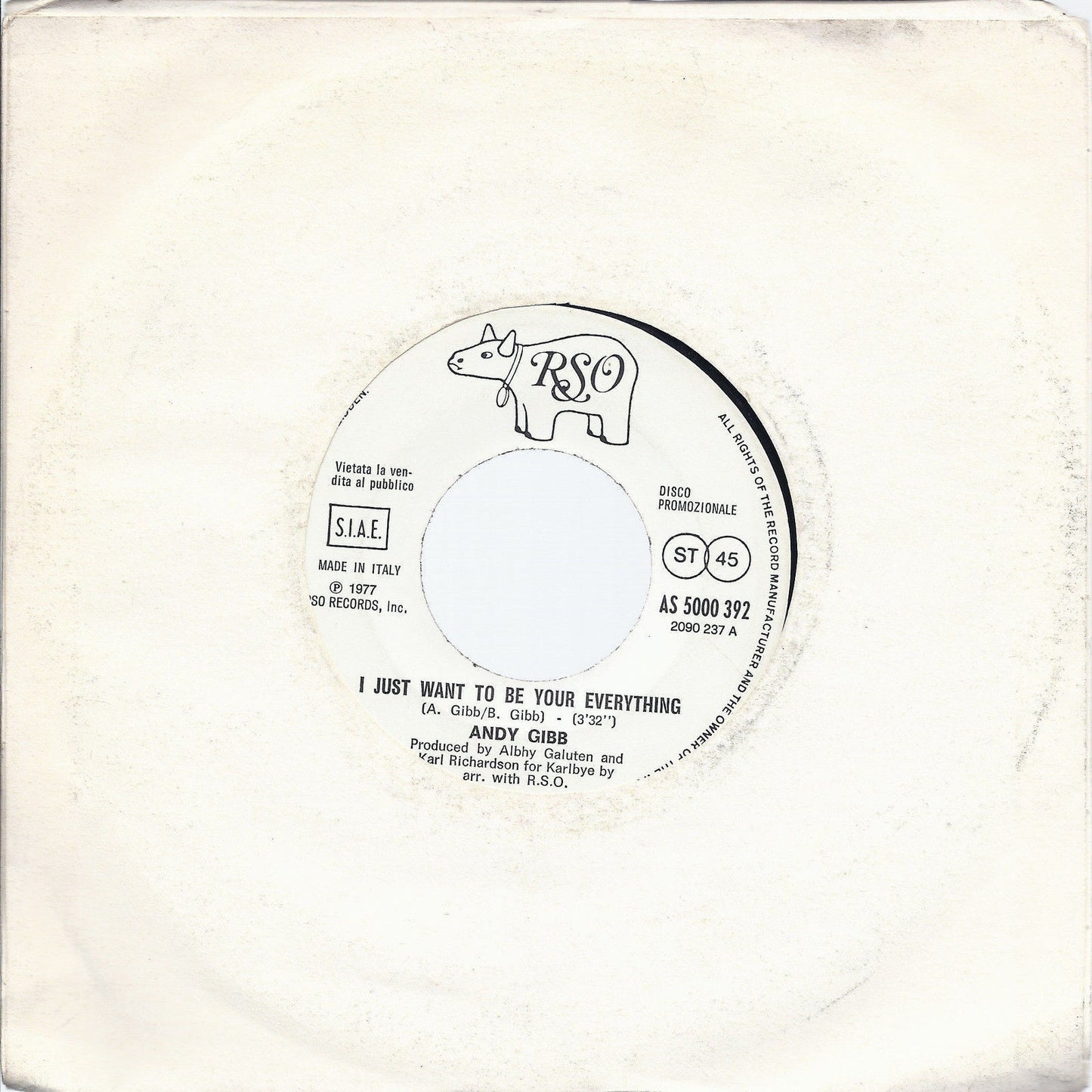 I JUST WANT TO BE YOUR EVERYTHING # ANDY GIBB - IL MATTO # UGOLINO - Promo white