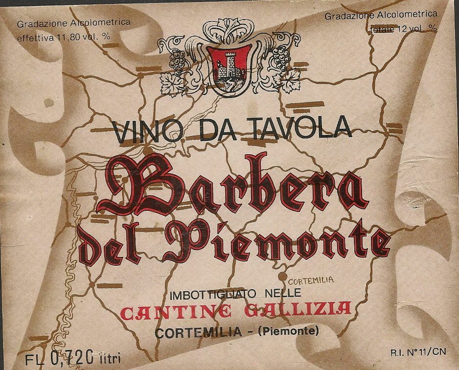 BARBERA DEL PIEMONTE  - CANTINE GALLIZIA - ETICHETTA VINO